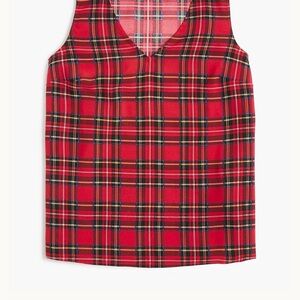 J. Crew Classic Red Tartan Plaid Sleeveless Top Old Money Chic Timeless